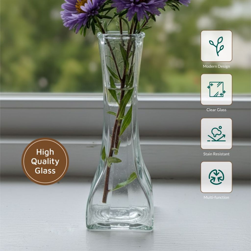 Vas Bunga Kaca Bening Aesthetic 21 cm Vase Korea Dekorasi Rungan