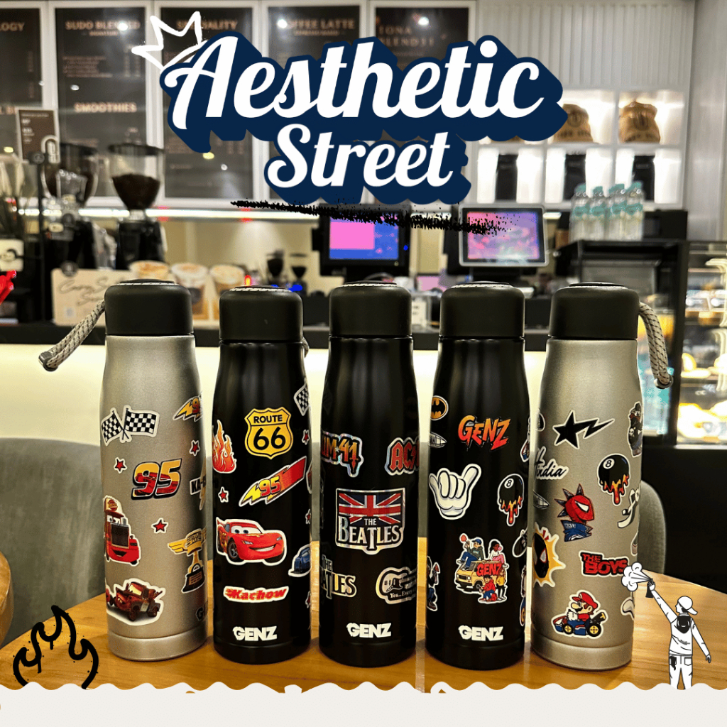 Tumbler Aesthetic Street Grip Stainless Steel 500ml Dengan Gantungan Tali Multi-Rope Tahan Dingin foto 3