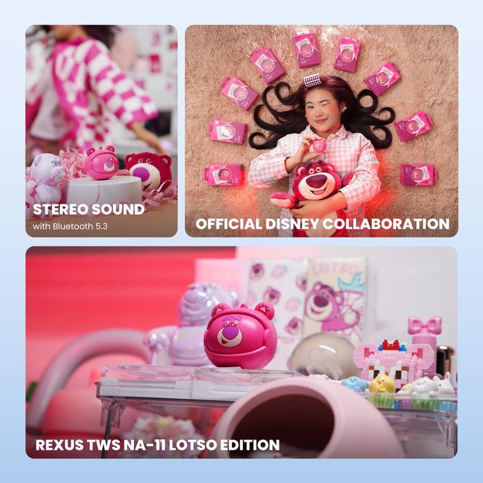 Rexus x Disney Lotso Edition Earphone TWS Bluetooth 5.3 Stereo Sound Touch Sensitive Control - Gambar 3