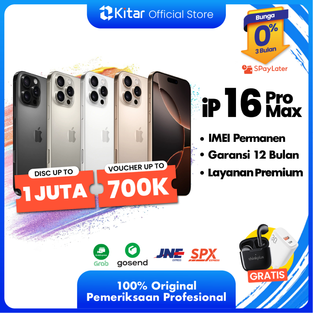 iPhone 16 Pro Max ex iBox Beacukai IMEI Permanen Garansi 12 Bln 100% Original Second iPhone FULLSET 128GB 256GB 512GB 1TB