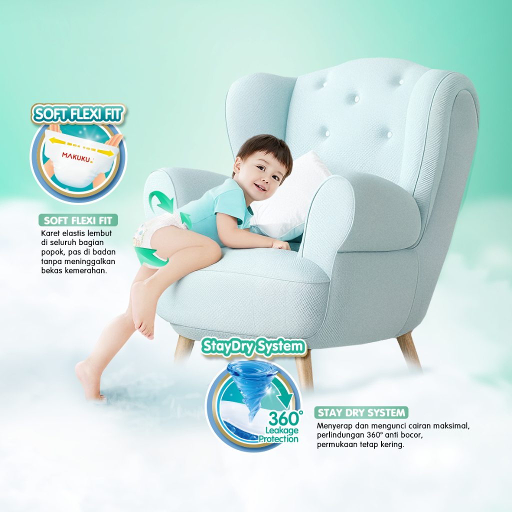 [4 PACK] Makuku SAP Diapers Comfort Fit 3.0 Jumbo +4 Pack Celana / Pants Popok Bayi M42+4 / L40+4 / XL38+4 - Gambar 3