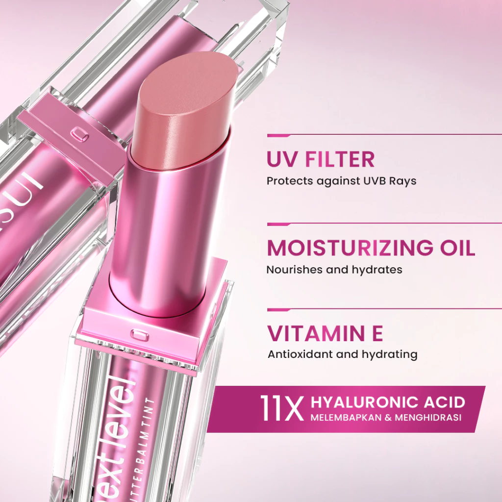 Hanasui Next Level Butter Balm - Color Butter Balm Tinted Lip Balm Melembabkan & Mencerahkan Bibir Lightweight & Cover Bibir Gelap Beauty Hyper Gloss Lip Balm - Gambar 3