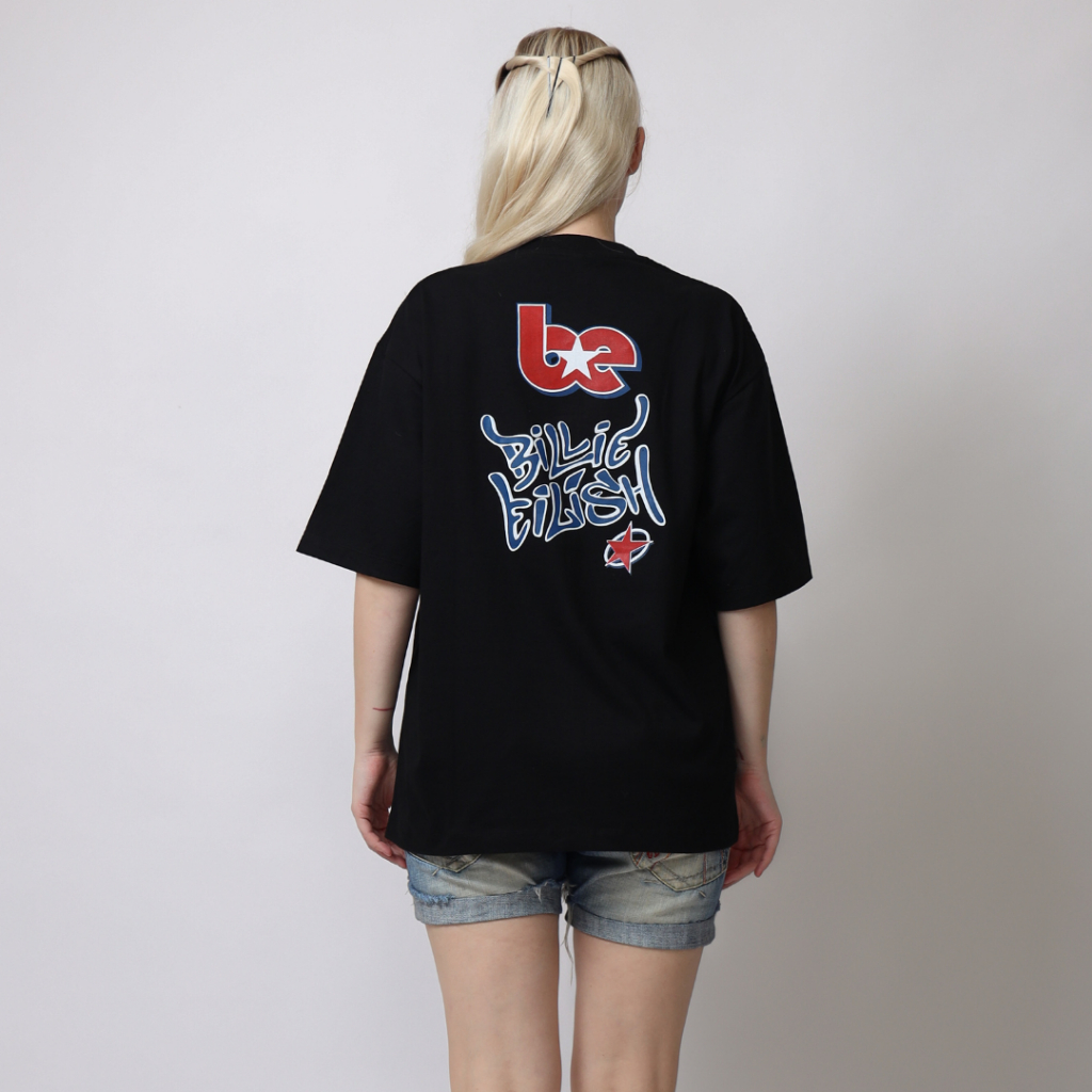 GENZ Kaos Oversize Billie Eilish - T Shirt Vintage Billie Eilish Black Cotton Combed 20s foto 4