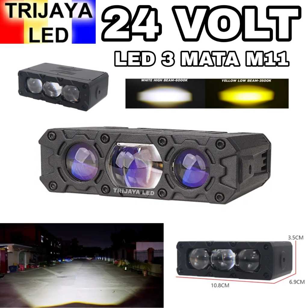 MATA LED Spotlight 24 VOLT 3 Eyes M11 Bluelens Biled Daymaker Flat ...