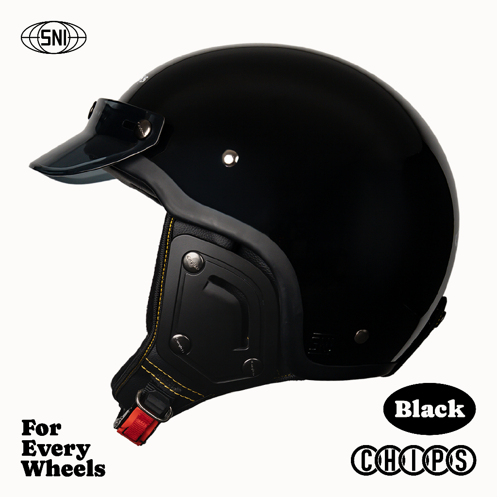 Cargloss CFS Chips Retro Helm Half Face - Deep Black
