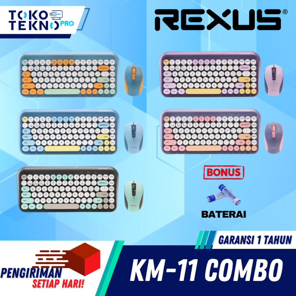 Rexus KM11 / KM-11 Wireless Combo Keyboard and Mouse Retro