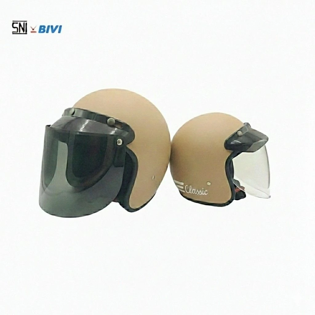 Helm Retro - Hlem Bogo KLASIK BIVI Elegan Keren Aesthetic Ori SNI Half Face Pria Wanita Dewasa - Gambar 3