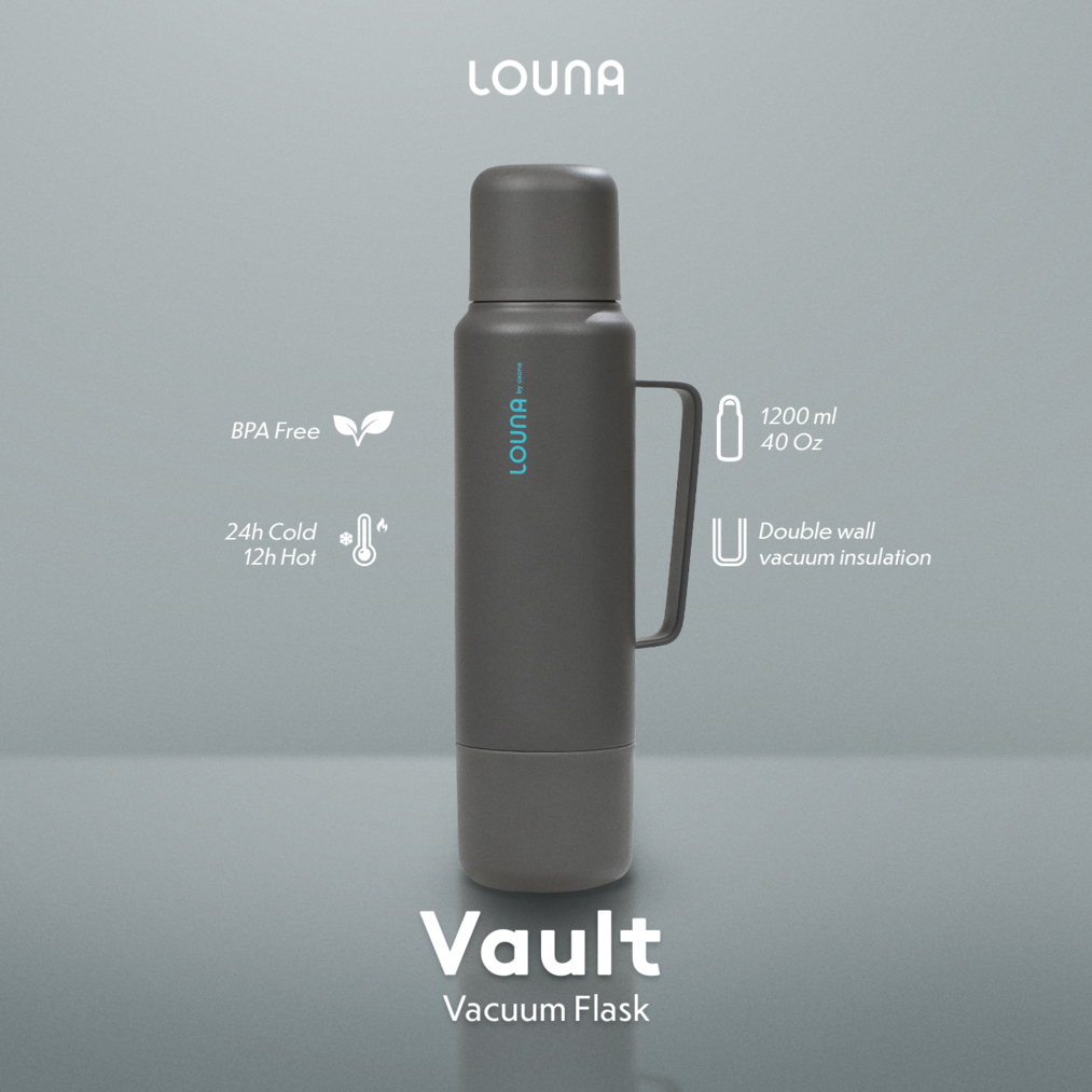 Louna LO701 Vault Vacuum Flask – 1200ml (Army / Charcoal / Blush / Sky)