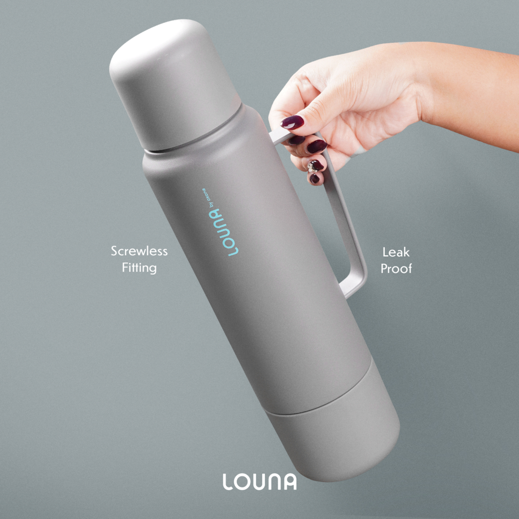 Louna LO701 Vault Vacuum Flask – 1200ml (Army / Charcoal / Blush / Sky) - Gambar 2