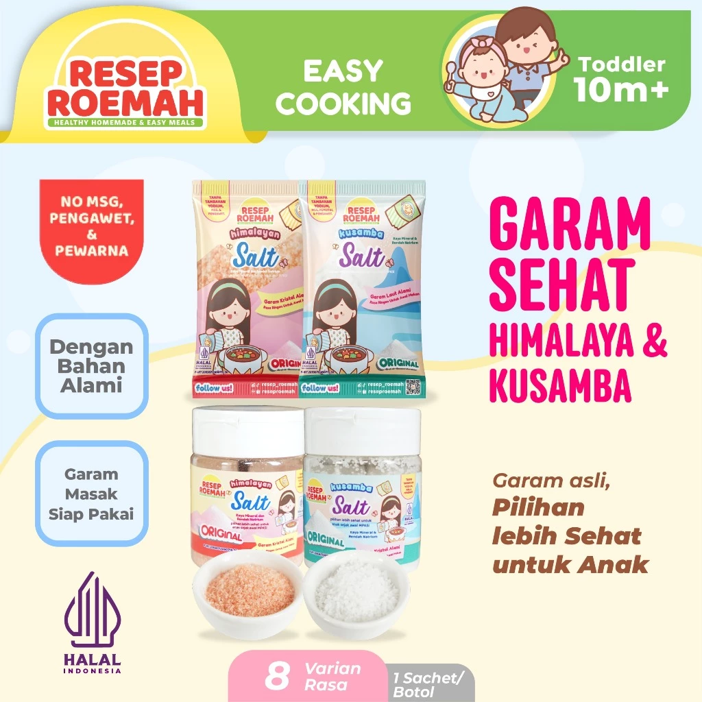 Resep Roemah / Garam Bumbu MPASI No MSG (Sachet) / Garam Bumbu dengan Paduan Kaldu Ayam, Wagyu, Salmon, Udang / Garam Himalaya & Kusamba / Garam Murni Organik / Tanpa MSG, Tanpa Pengawet & Pewarna / Bahan Alami, Gurih & Praktis untuk MPASI & Masakan Anak - Gambar 4