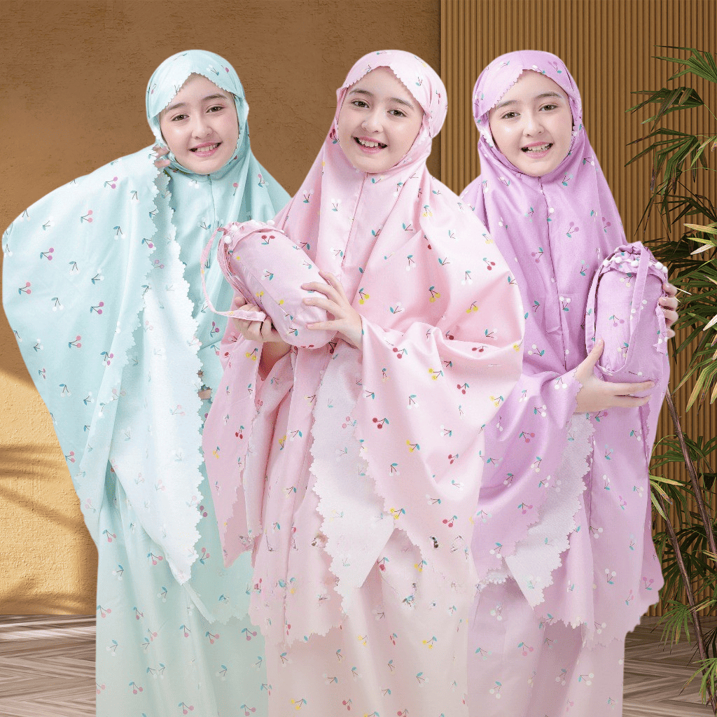 2-in-1 Children's Prayer Robe Telekung Kids, Soft Bloom Children's ...