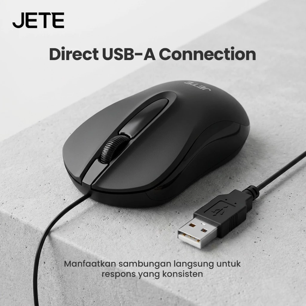 Mouse Kabel JETE MO102 1200 DPI Wired Optical Mouse Kerja Kantor Mouse Cable USB PC Laptop Non Slip Scroll - Gambar 4
