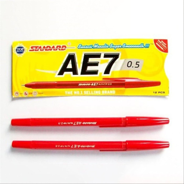 MERAH Standard - Standard Ballpoint AE-7 Red Pack of 12 PCS (PACK ...