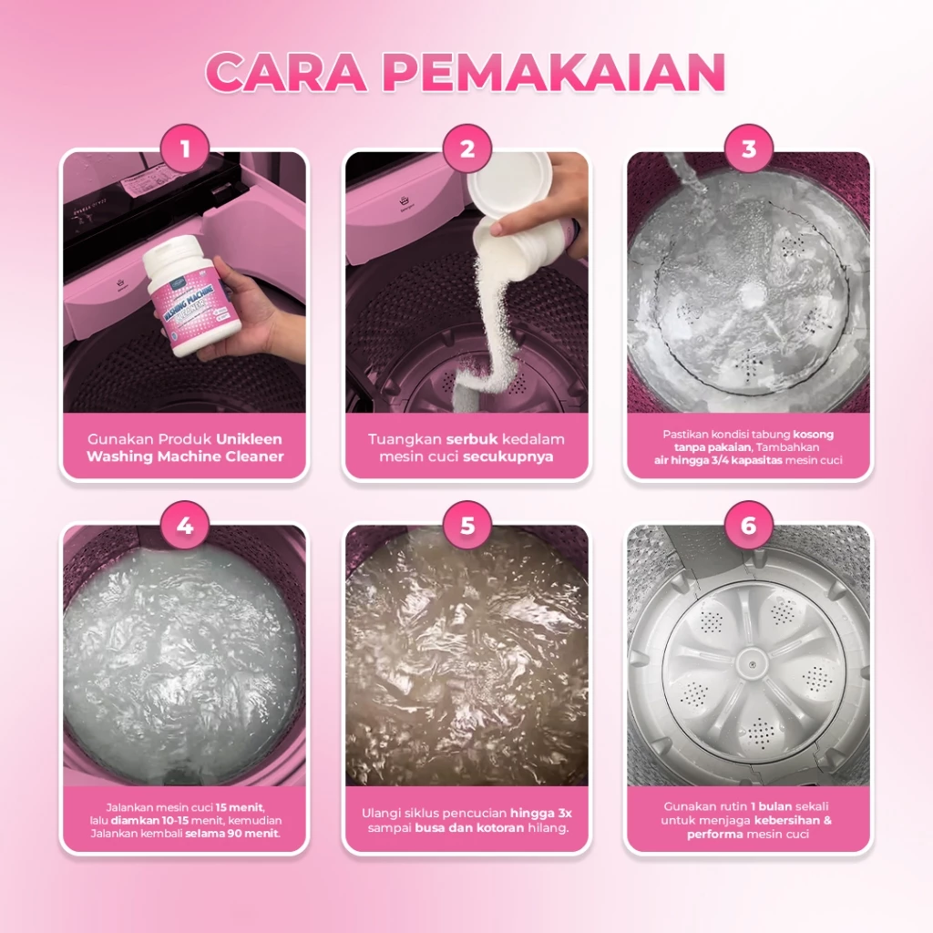 UNIKLEEN Pembersih Mesin Cuci Antibakteri Washing Machine Cleaner/pembersih mesin cuci/pembersih mesin cuci 1 tabung bukaan atas/pembersih mesin cuci 2 tabung/bubuk mesin cuci pembersih - Gambar 4