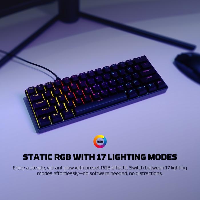 FANTECH Atom61 / Atom-61 MK211/ MK-211 Gaming Keyboard Wired Mechanical Static RGB - Gambar 4