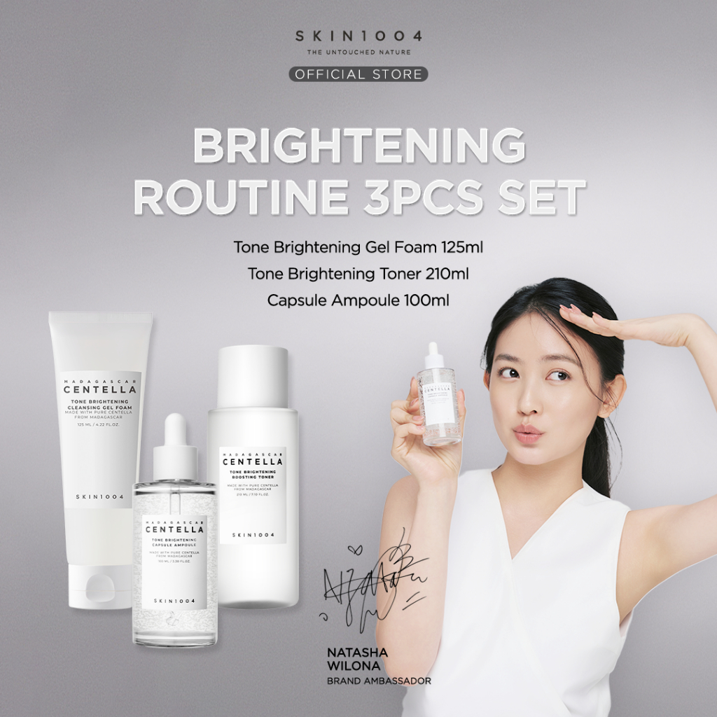 SKIN1004 Brightening Routine 3pcs Set (Tone Brightening Capsule Ampoule 100ml + Boosting Toner 210ml + Gel Foam 125ml)