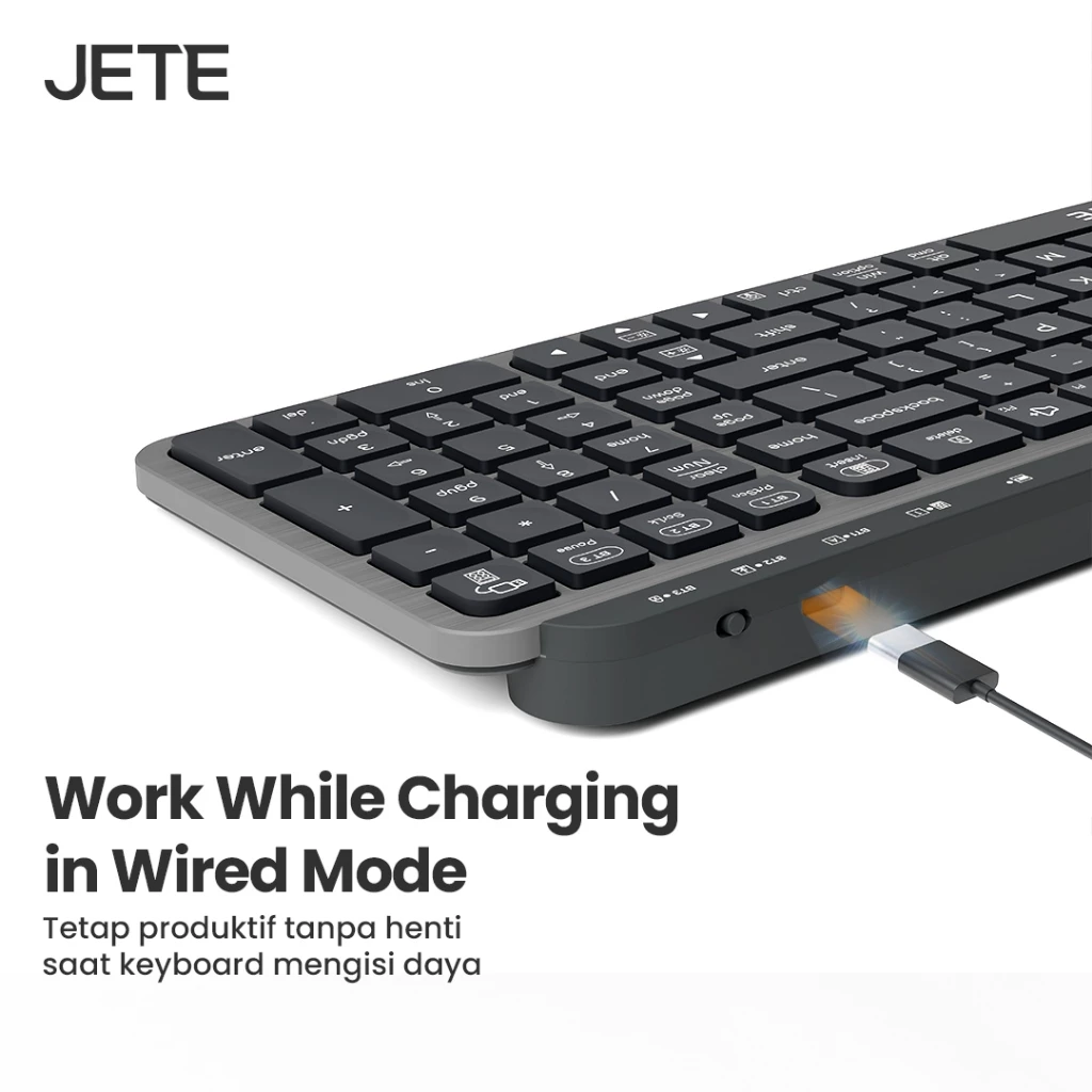 Keyboard Wireless JETE SK2 Keyboard Portable Tanpa Kabel USB Dongle Wireless Keyboard Office Kantor PC Laptop Windows For Macbook (RTL) - Gambar 4