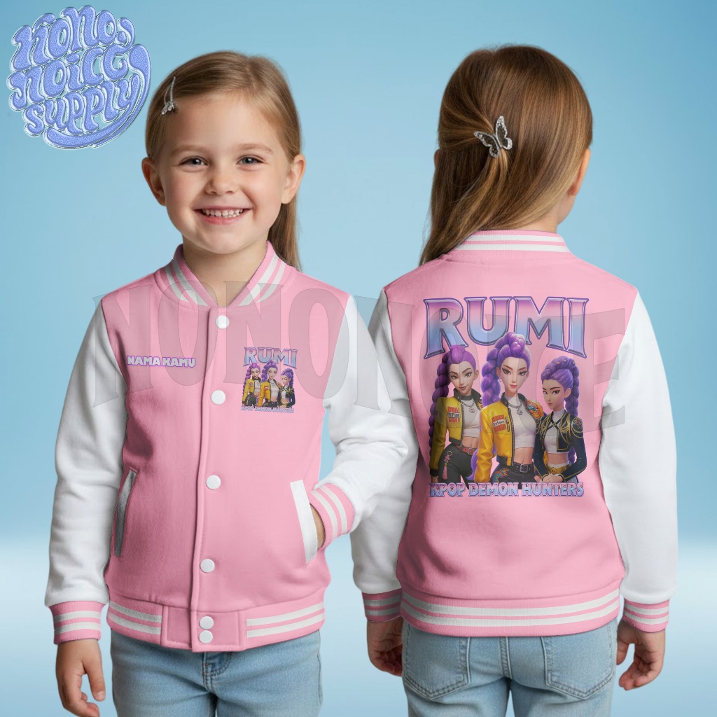 Demon Hunters Rumi Huntrix Kpop Kids Varsity Jacket Demon Hunters ...