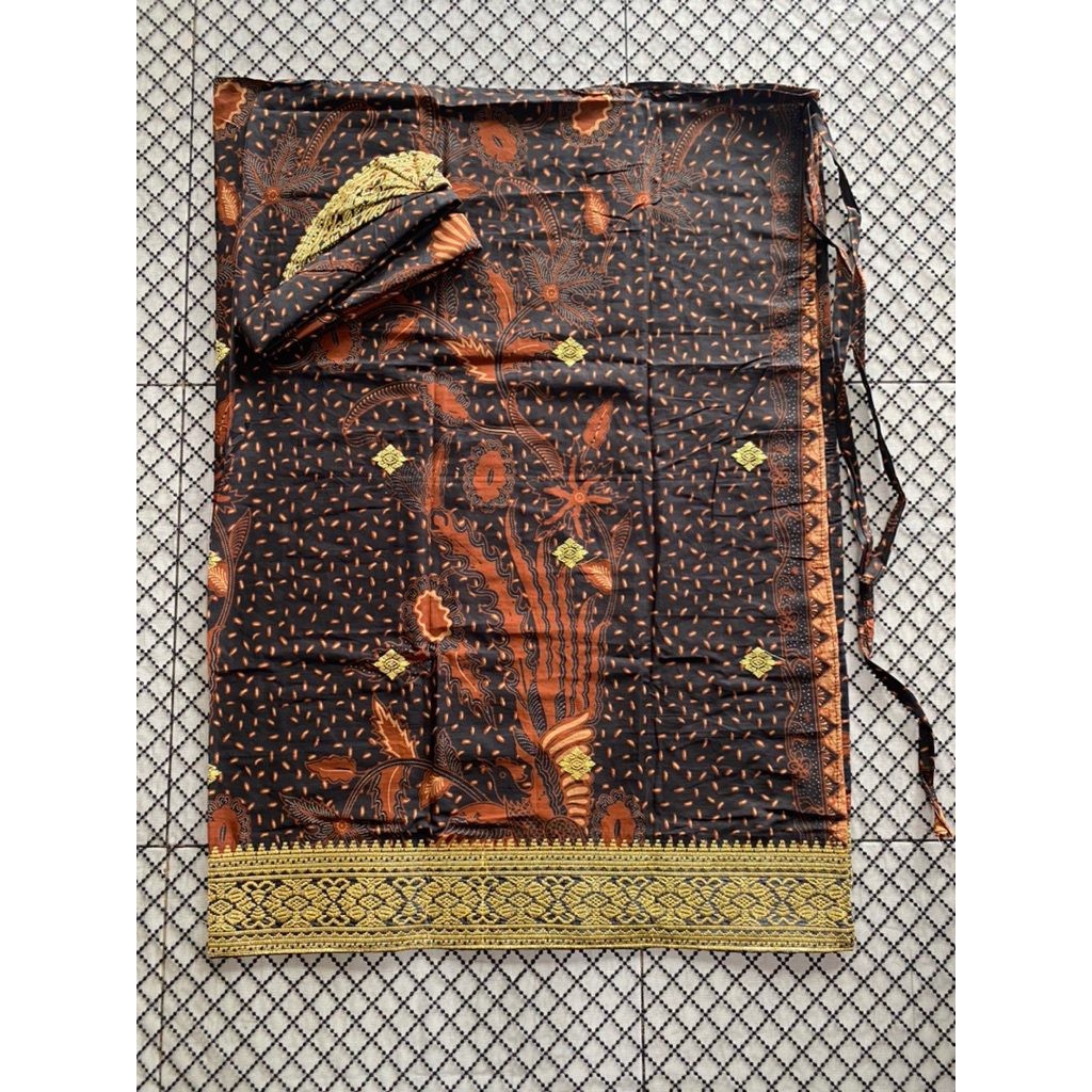Batik cloth + udeng, adult/ embroidery, batik motif embroidery | Shopee ...
