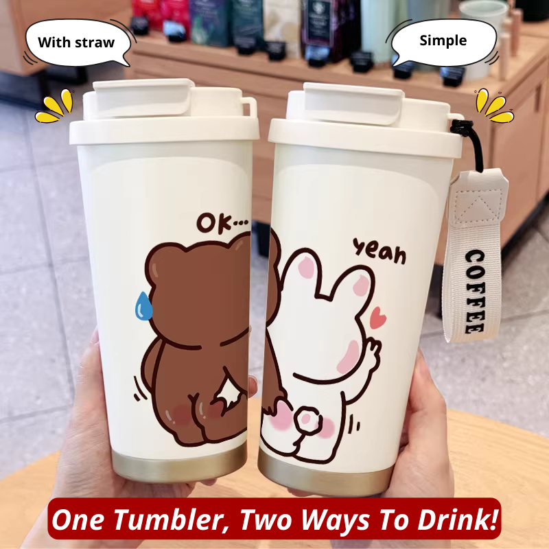 Tumbler thermo Bunny X Bear Couple Love 500ml double wall insulation ...