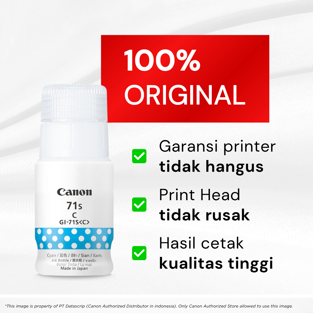 FixPrint 100% ORIGINAL Tinta Canon GI 71 Small Cyan - Printer G1730 G1737 G2730 G2770 G3730 G3770 G4770 G4780 G1020 G2020 G3020 - Gambar 2