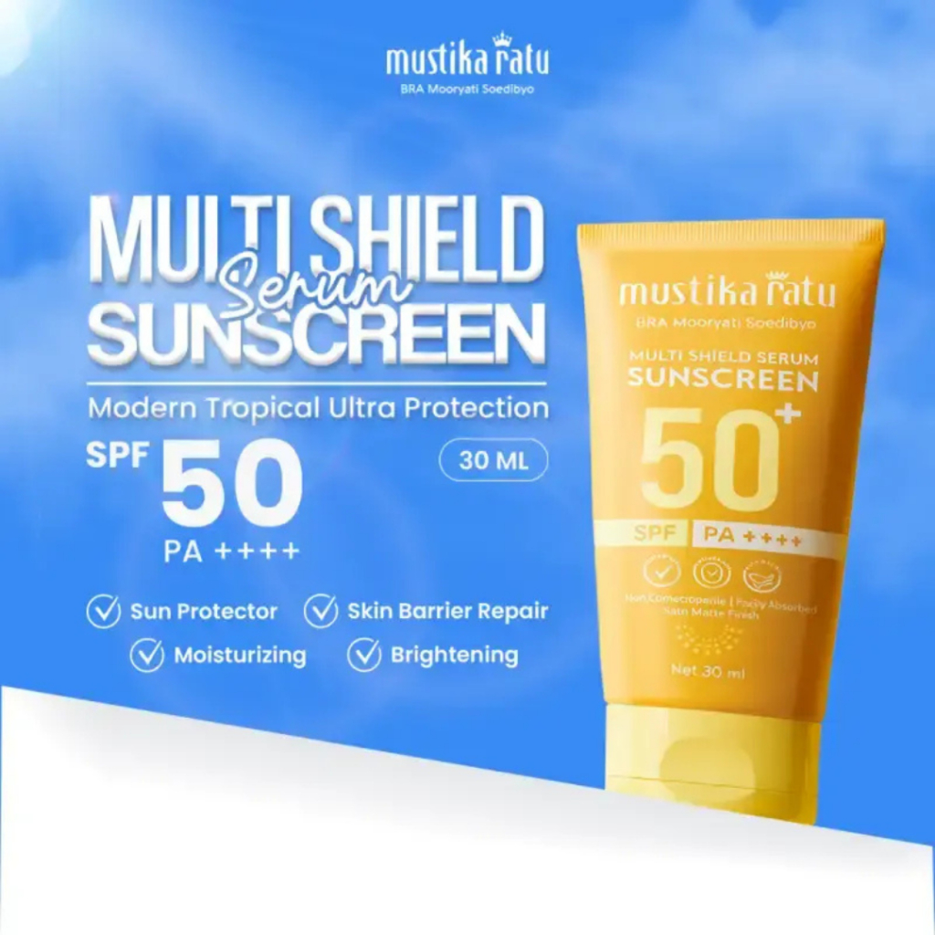 MUSTIKA RATU Sunscreen Multi Shield Serum SPF 50+ PA++++ Perlindungan UVA UVB / Merah Jingga Official - Gambar 2