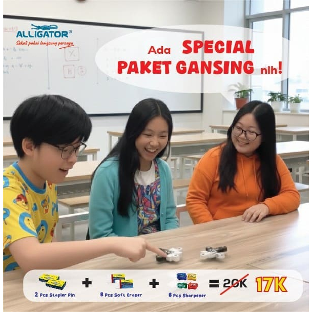 Alligator Paket DIY Gasing Lengkap + Penghapus & Staples - Gambar 3