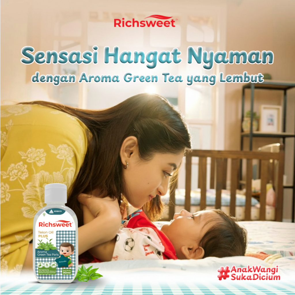 Richsweet Minyak Telon Plus Aroma Green Tea 90ml / Perlindungan sampai 12 Jam Anti Nyamuk + Ekstrak Daun Bidara - Gambar 4