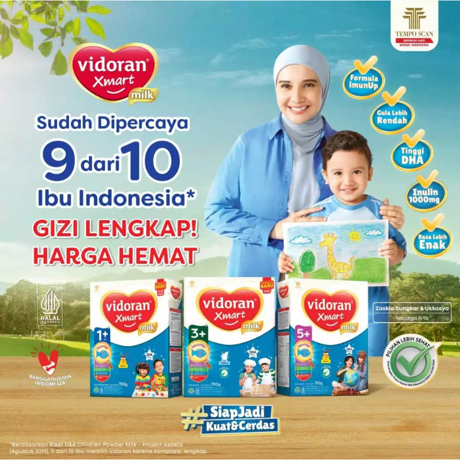 VIDORAN XMART 1+ 3+ 900GR VANILA MADU IMUN UP SUSU FORMULA TAHAP 1 DAN 3 900 GR SSKD - Gambar 3