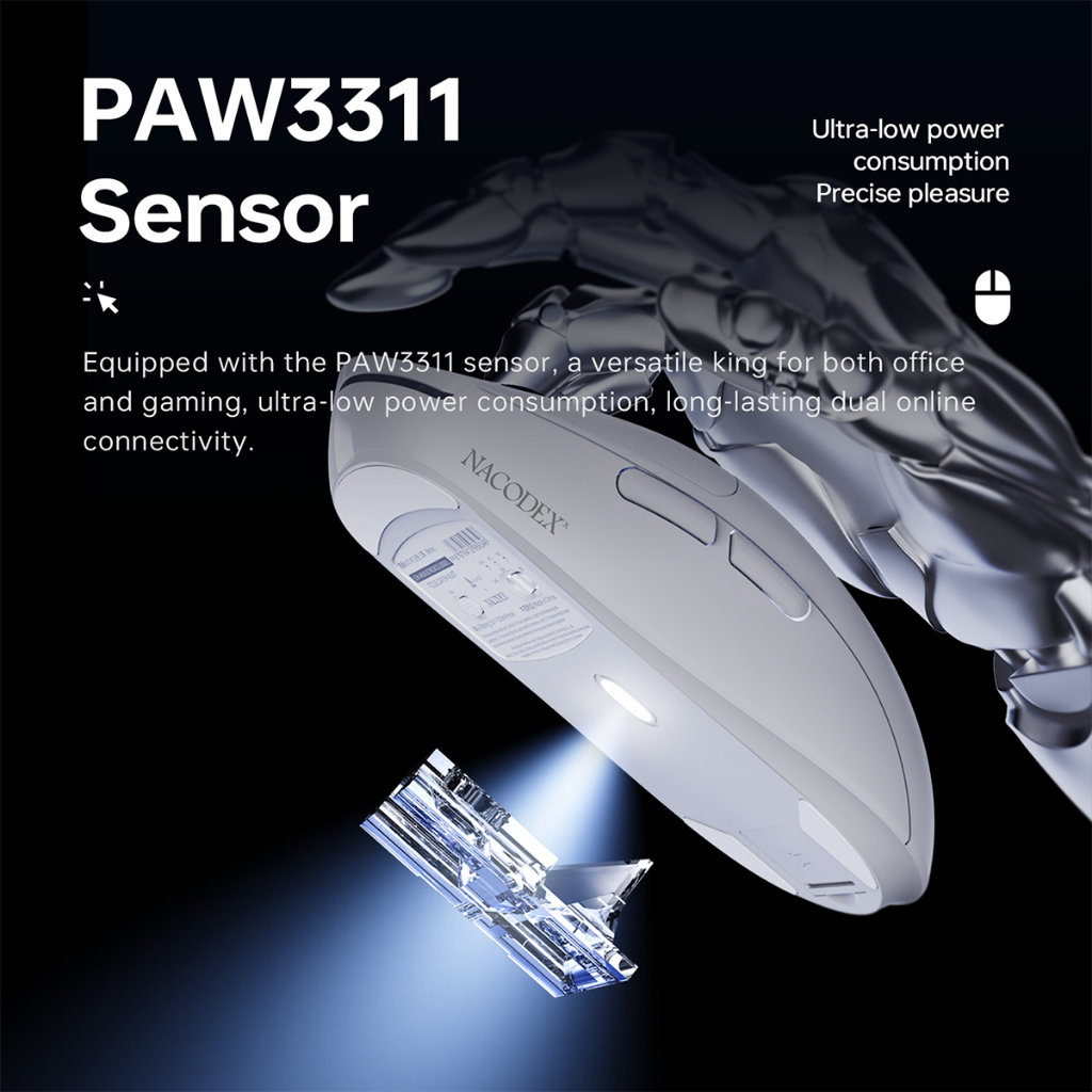 AJAZZ NJ07 / NJ-07 Gaming Mouse PAW-3311 Lightweight Tri-mode Connection 1000Hz Polling Rate - Gambar 4
