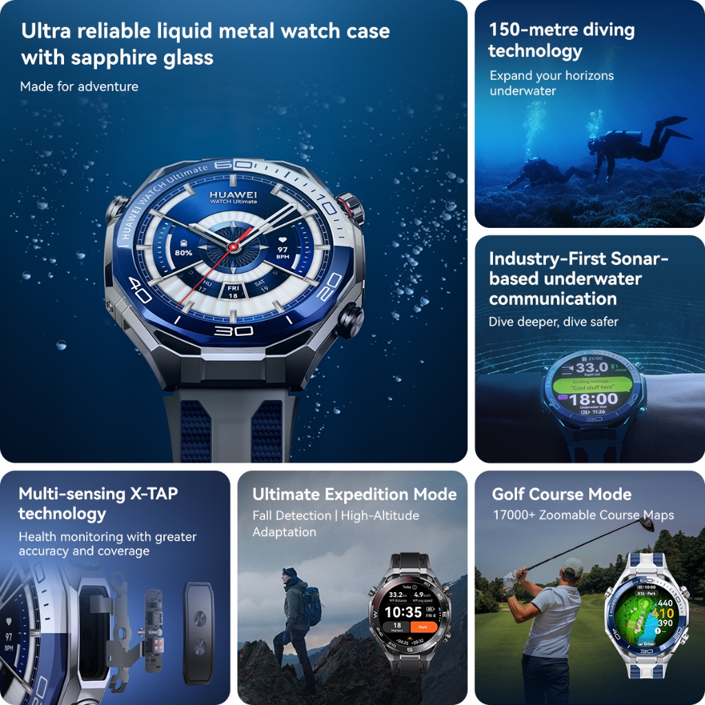 [8.8 s/d 20%*] HUAWEI WATCH Ultimate 2 Smartwatch / Ultra Reliable Liquid Metal / 150M Diving / Sonar-based Underwater Communication - Gambar 2
