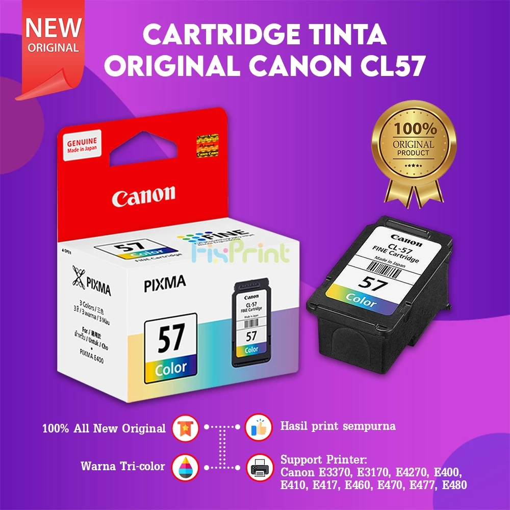 FixPrint Cartridge Canon PG47 PG 47 Black Ink CL57 CL-57 Color Ink Cartridge Tinta Printer E400 E410 E460 E470 Original - Gambar 2