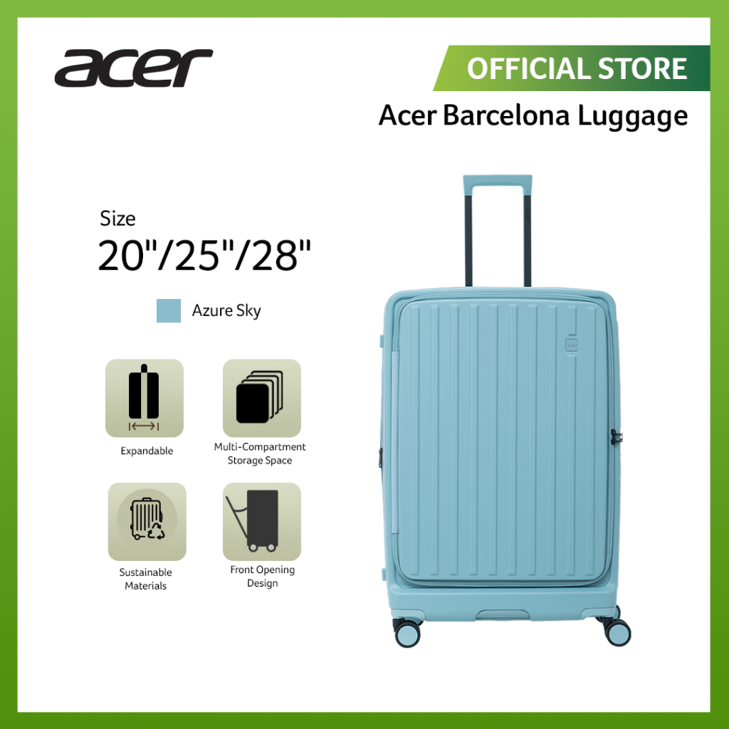 Acer Fashion Koper Polyethylene Barcelona Carry-on Luggage - Azure Sky
