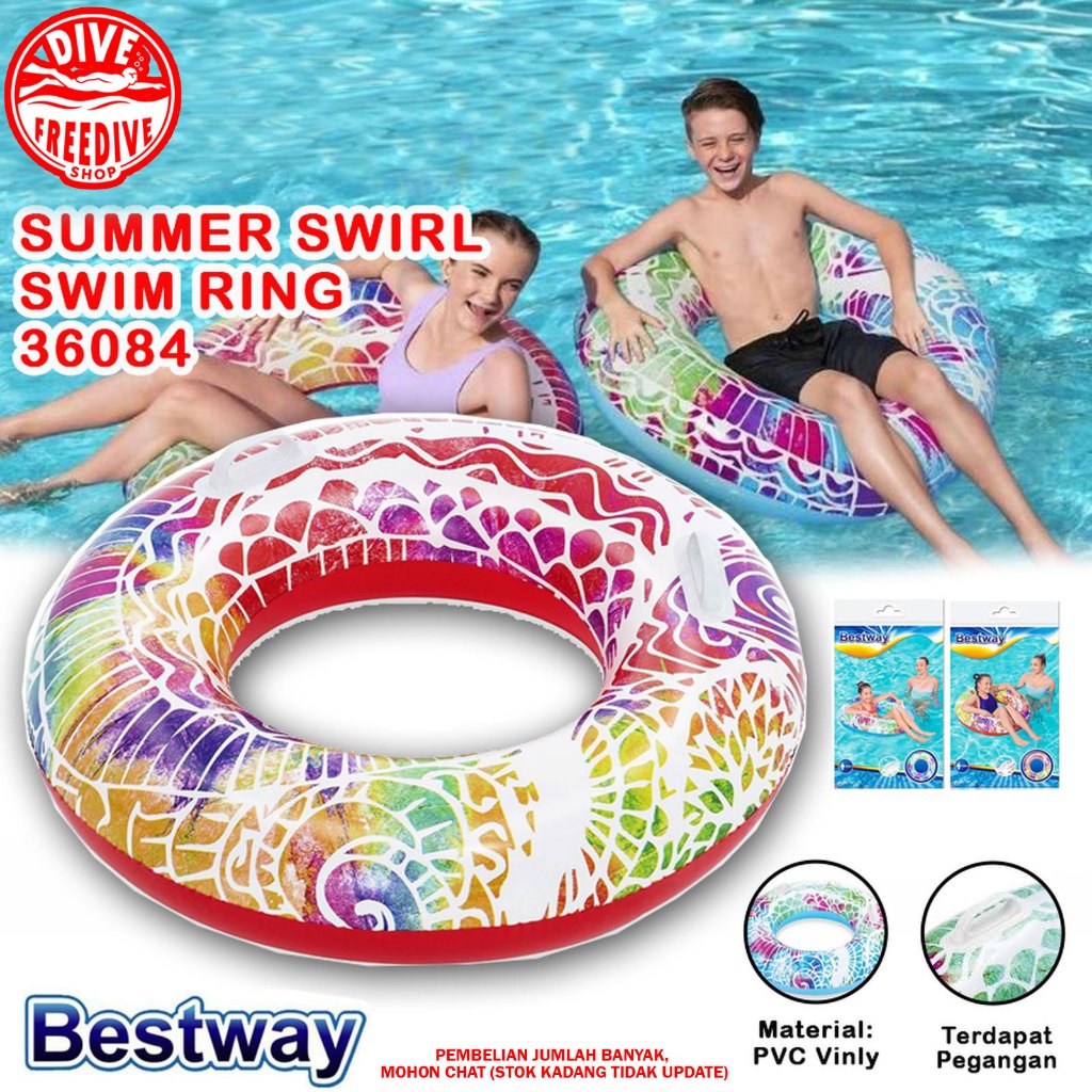 36084 Inflatable Float Ring Buoy Foldable Bestway Summer Swirl Float ...
