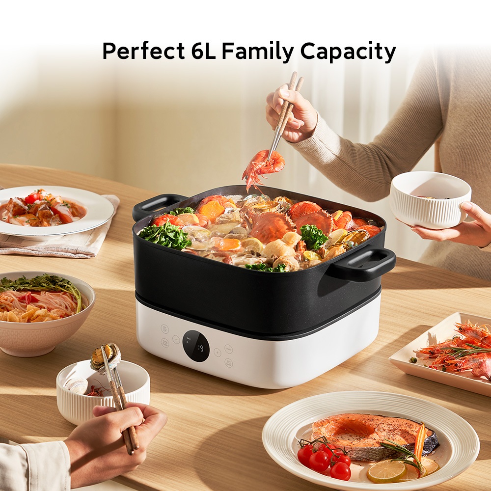 Xiaomi Multifunctional Hot Pot Cooker 6L / Perfect 6L Family Capacity / 6-Level Precision Heat Control / Multi-Purpose Pot Design / Effortless Non-Stick Cleaning [Official Store] - Gambar 2
