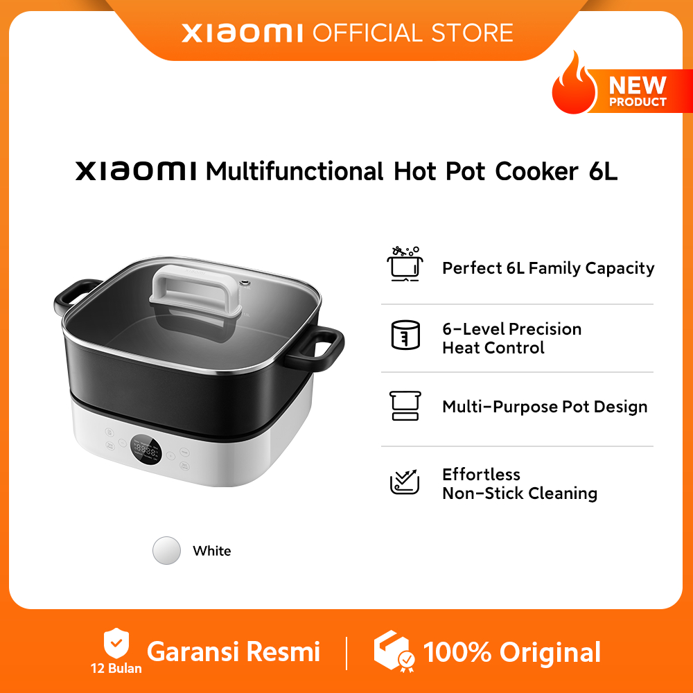 Xiaomi Multifunctional Hot Pot Cooker 6L / Perfect 6L Family Capacity / 6-Level Precision Heat Control / Multi-Purpose Pot Design / Effortless Non-Stick Cleaning [Official Store]