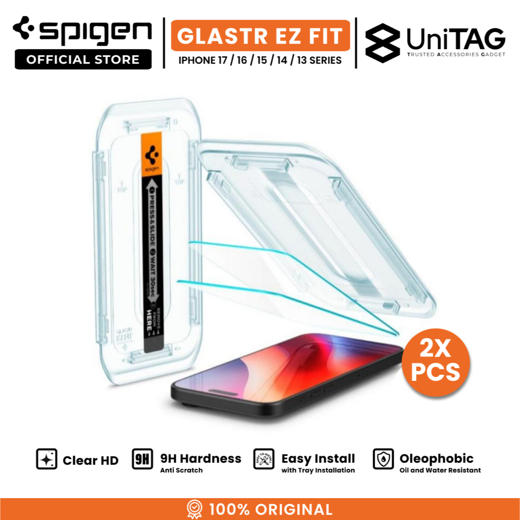 SPIGEN Tempered Glass iPhone 17/16/15/14/13 Pro Max Plus Air Glas tR EZ Fit Anti Gores Anti Spy Clear Full Cover