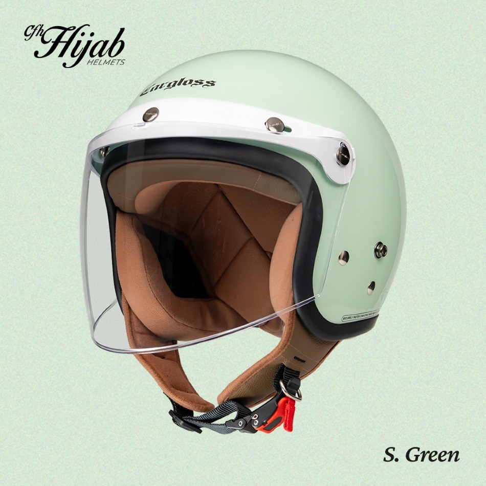 Cargloss CFH Hijab Retro Helm Half Face - S Green