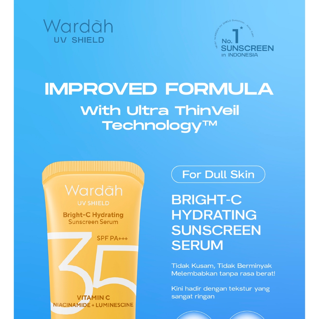 Wardah UV Shield Essential Sunscreen Gel SPF 35 PA+++ 40ml - Semua Jenis Kulit / Merah Jingga Official - Gambar 3