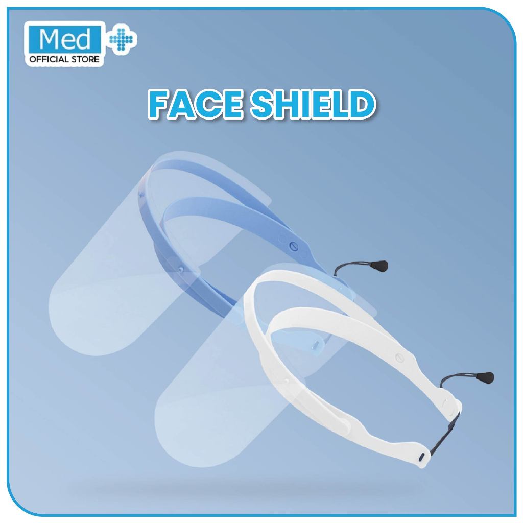 Med+ Face Shield Dental Medical Protective Adjustable 3 Pieces Refill Mika Biru Putih Random