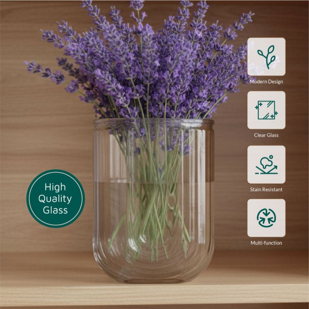Vas Kaca Dekorasi Bentuk Unik Vase Tabung Gaya Vintage Home Decor 12.8 x 18 cm