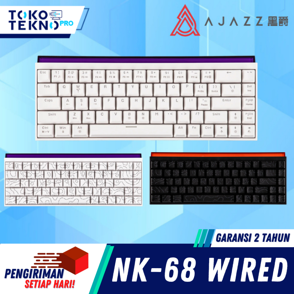 Ajazz x Nacodex NK68 / NK-68 Wired Mechanical Keyboard Colorful With Side Ambient RGB Lighting Box