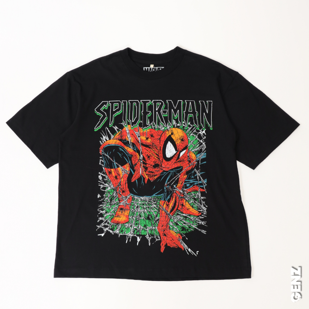 GENZ Kaos Oversize SPIDERMAN - T ShirtVintage Spiderman Black Cotton Combed 20s Premium Super Lembut