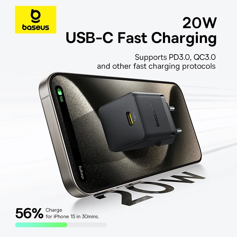 Baseus Palm Series 20W Fast Charger Type-C PD3.0 QC3.0 Fast Charging for iPad for ip 16 15 14 Pro Max Assured Charging Protection - Gambar 3