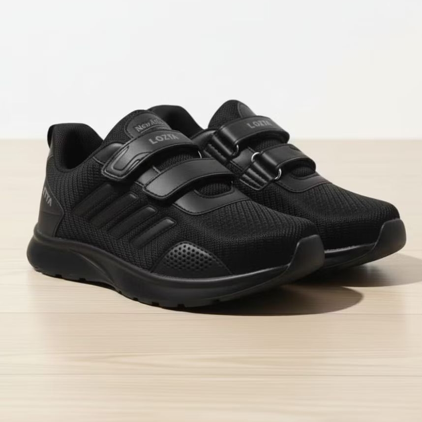 LOZTA Sepatu Sekolah Anak Perekat Sol Karet Ringan Anti Slip BLACKWHITE Series