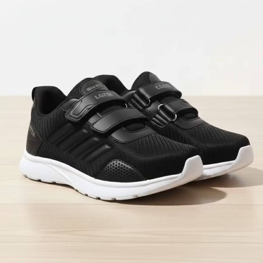 LOZTA Sepatu Sekolah Anak Perekat Sol Karet Ringan Anti Slip BLACKWHITE Series - Gambar 2
