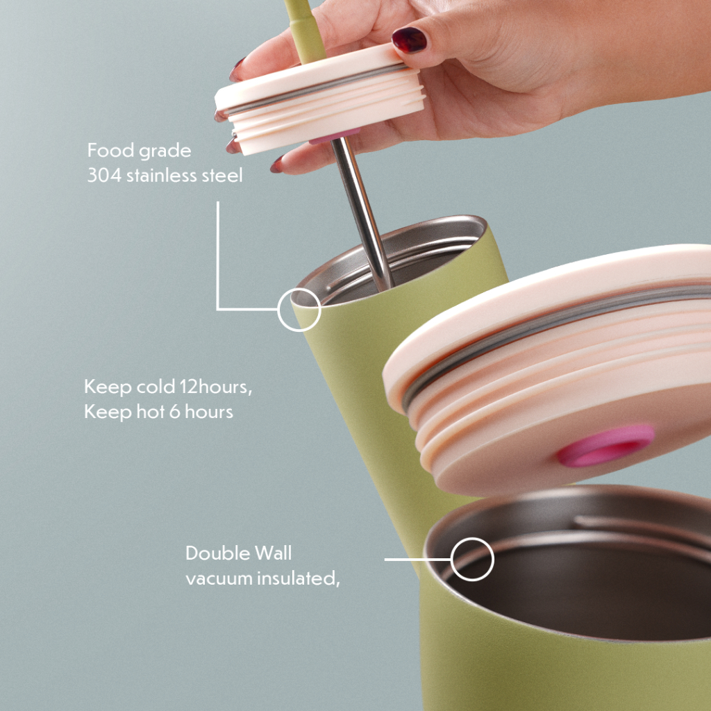 Louna LO812 Handee Tall Tumbler – 750ml (Sandstone / Lagoon / Sage) - Gambar 3