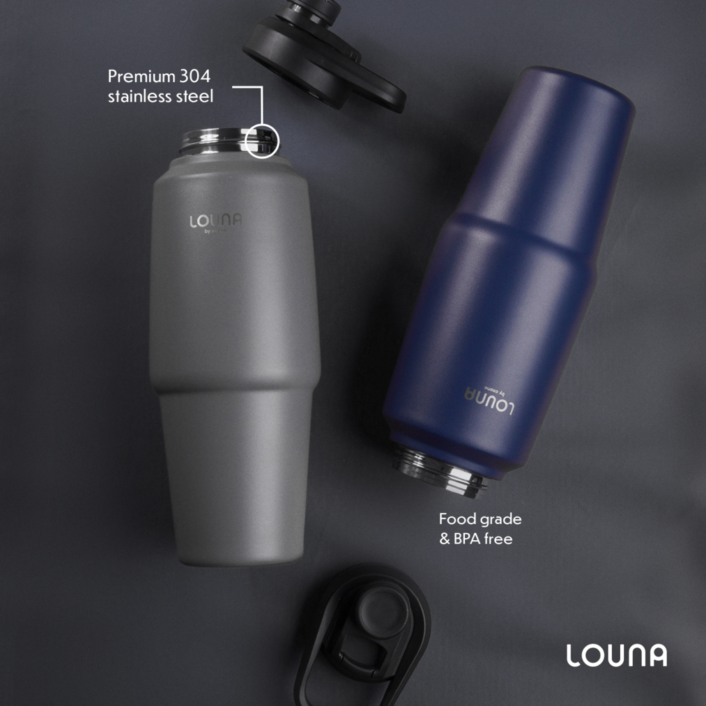Louna LO001 Classic Traveler's Bottle – 950ml (Deep Sea / Charcoal) - Gambar 4