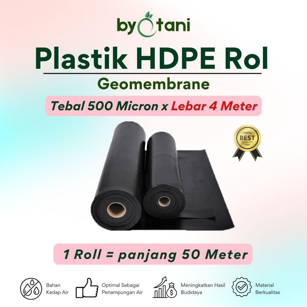 1 Roll Plastik HDPE Geomembrane Tebal 500 Micron Lebar 4 Meter - Panjang 50 & 100 Meter
