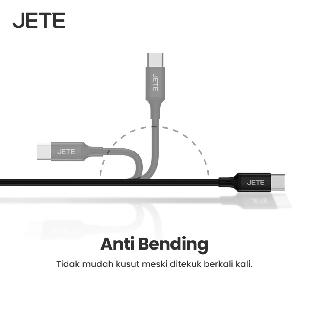 Kabel Data JETE Spark USB C To Type C 65W Fast Charging Cable Handphone Quick Transfer Charger Nylon Braided - Gambar 4